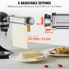 VEVOR Pasta Attachment for KitchenAid Stand Mixer, Stainless Steel Pasta Roller Cutter Set Including Pasta Sheet