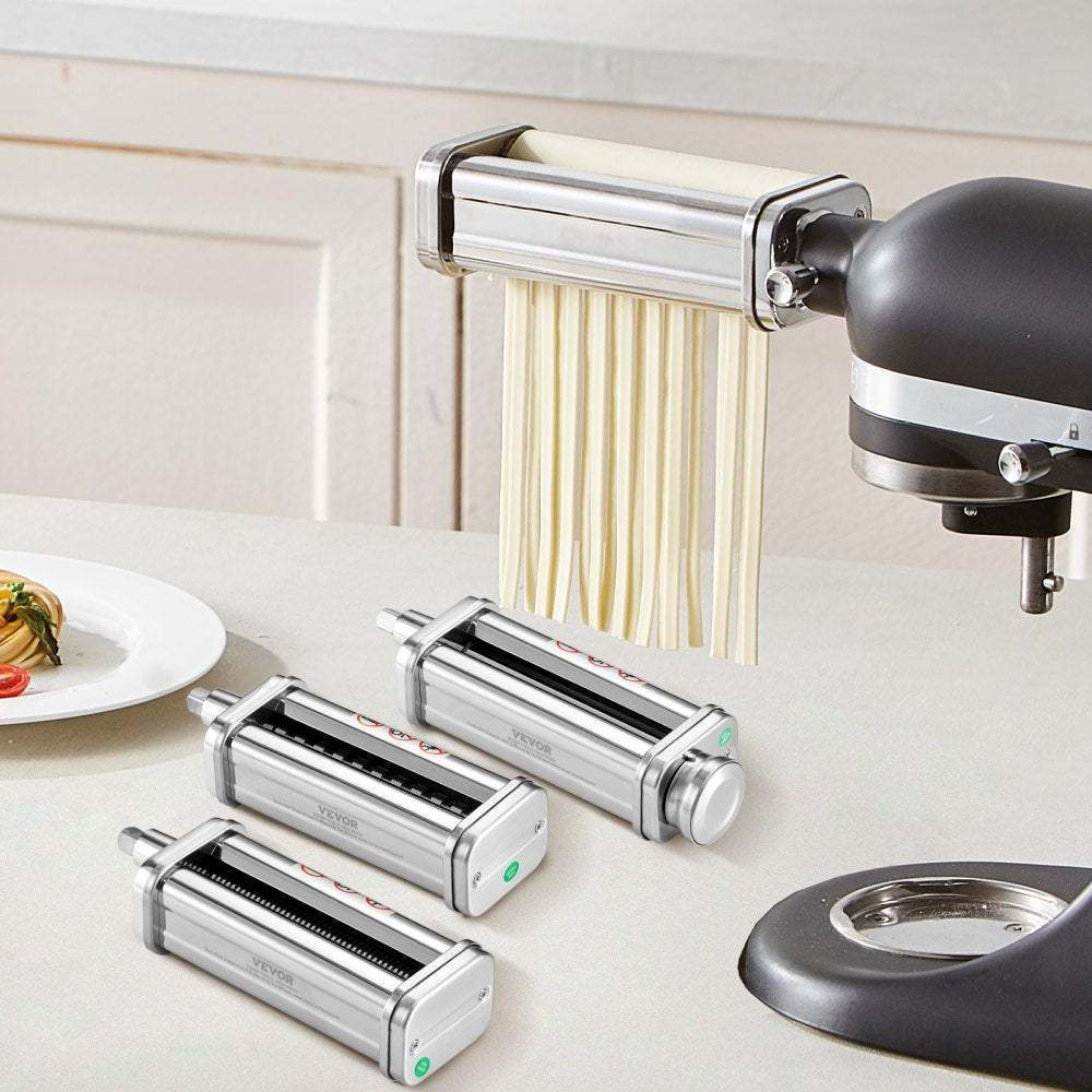 VEVOR Pasta Attachment for KitchenAid Stand Mixer, Stainless Steel Pasta Roller Cutter Set Including Pasta Sheet