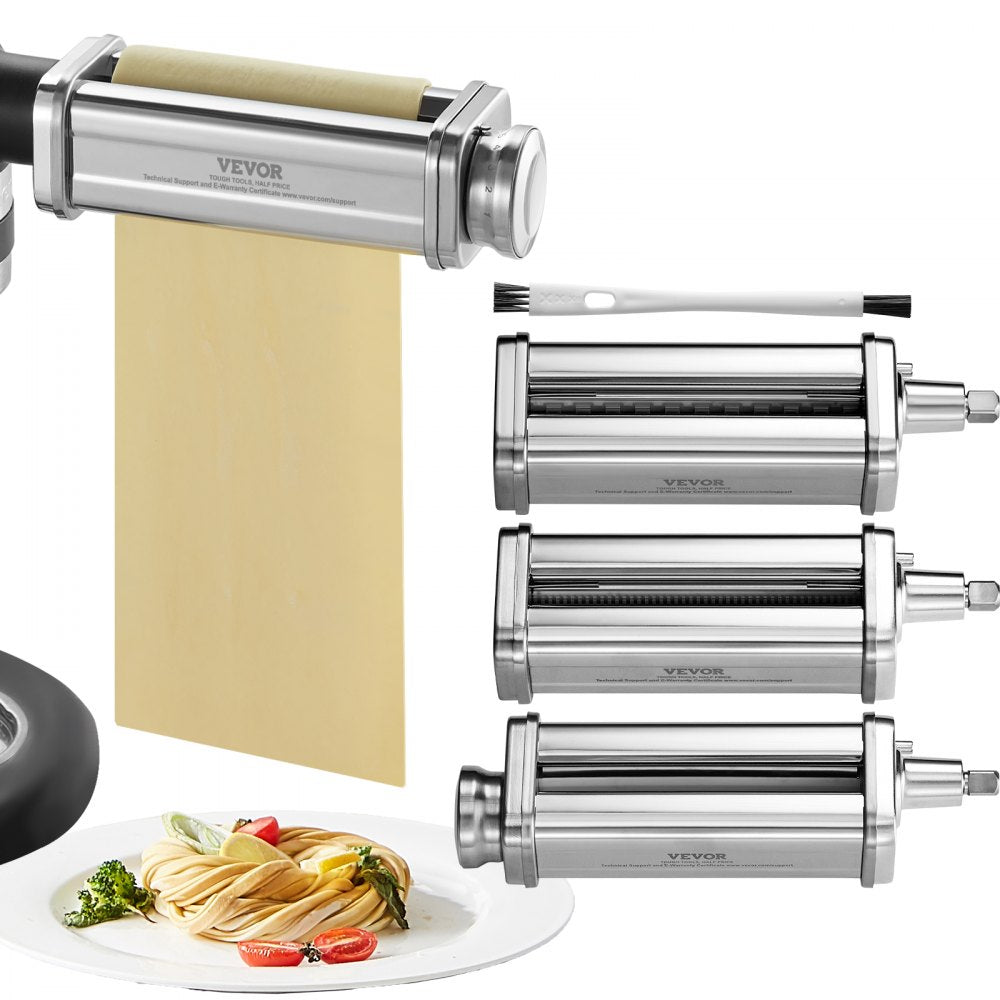 VEVOR Pasta Attachment for KitchenAid Stand Mixer, Stainless Steel Pasta Roller Cutter Set Including Pasta Sheet