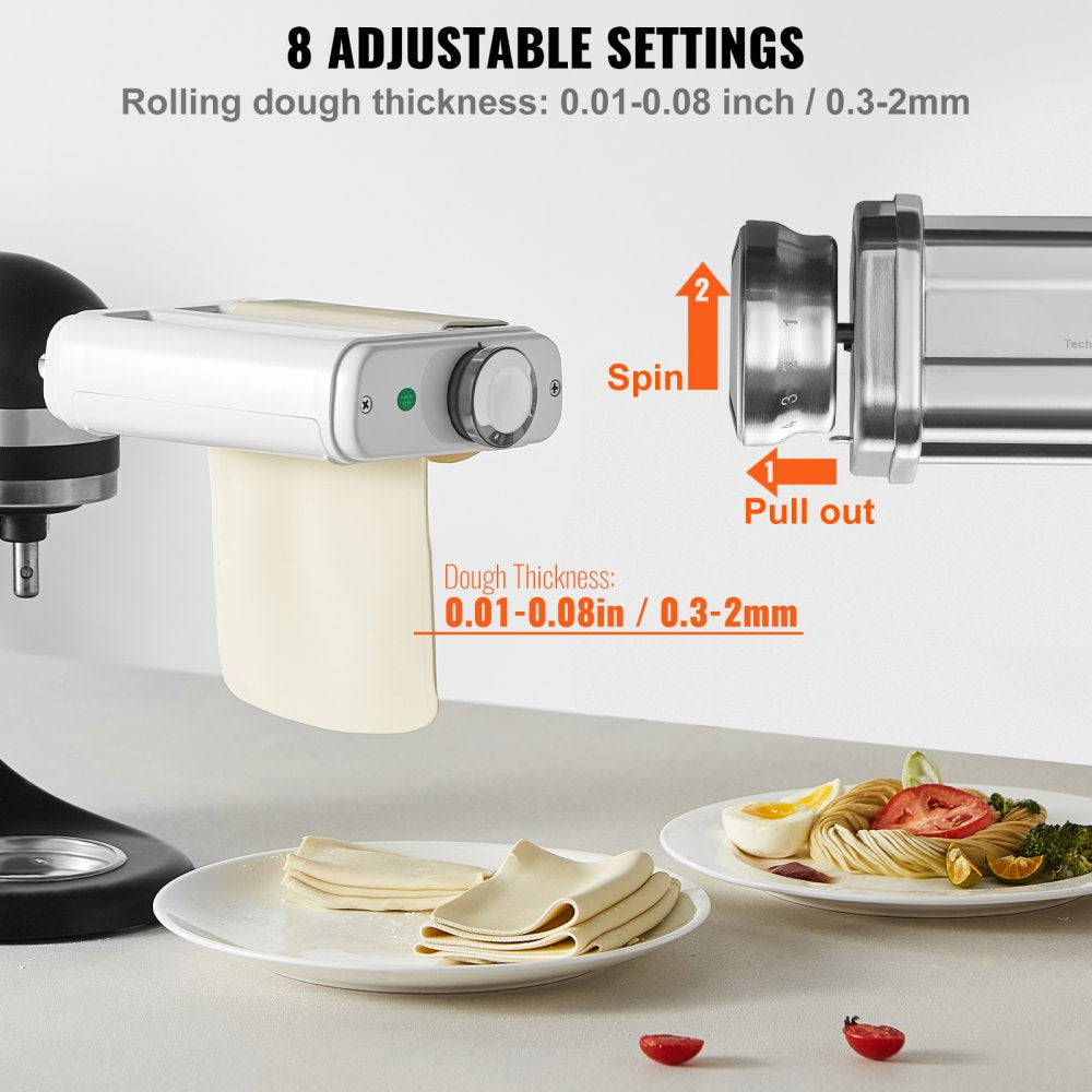 VEVOR Pasta Attachment for KitchenAid Stand Mixer, 3-IN-1 Stainless Steel Pasta Roller Cutter Set Including Pasta Sheet