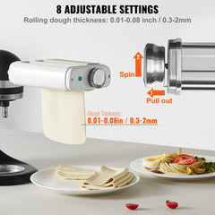 VEVOR Pasta Attachment for KitchenAid Stand Mixer, 3-IN-1 Stainless Steel Pasta Roller Cutter Set Including Pasta Sheet