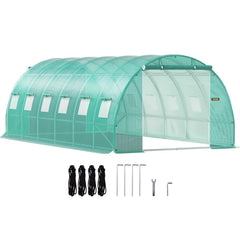 VEVOR Walk-in Tunnel Greenhouse, 20 x 10 x 7 ft Portable Plant Hot House with Galvanized Steel Hoops, 3 Top Beams