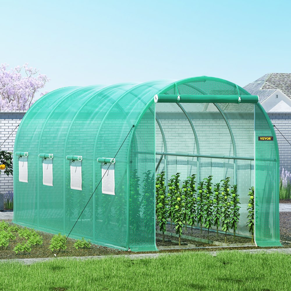 VEVOR Walk-in Tunnel Greenhouse, 15 x 7 x 7 ft Portable Plant Hot House with Galvanized Steel Hoops, 1 Top Beam