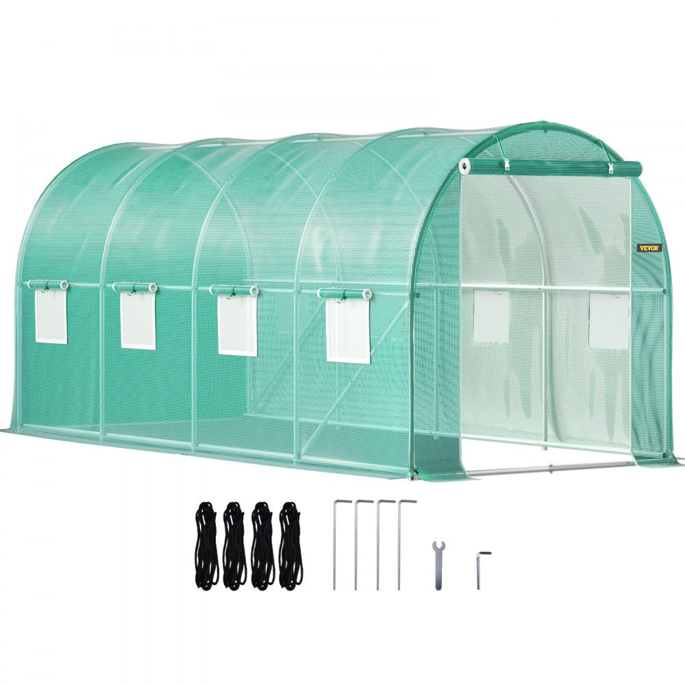 VEVOR Walk-in Tunnel Greenhouse, 15 x 7 x 7 ft Portable Plant Hot House with Galvanized Steel Hoops, 1 Top Beam