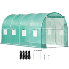 VEVOR Walk-in Tunnel Greenhouse, 15 x 7 x 7 ft Portable Plant Hot House with Galvanized Steel Hoops, 1 Top Beam