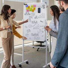 VEVOR Mobile Magnetic Whiteboard, 36 x 24 Inch, Double Sided, 360 Degree Reversible Rolling Dry Erase Board, Height