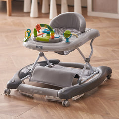 VEVOR 4-in-1 Baby Walker, Foldable Baby Activity Center on Wheels, 3 Adjustable Height, Music & Toys Tray