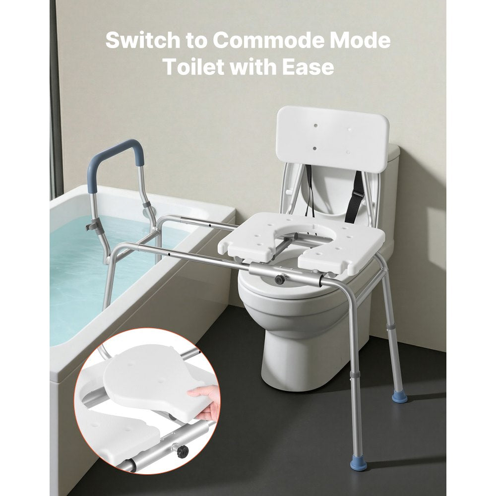 VEVOR Sliding Shower Chair, 400 lbs Capacity Tub Transfer Bench for Bathtub, Heavy Duty Shower Bench with Arms and