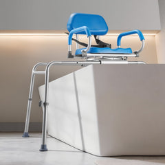 VEVOR Sliding Shower Chair, 330 lbs Tub Transfer Bench for Bathtub with Swivel Seat, Padded Shower Bench with Pivoting