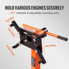 VEVOR Engine Stand, 1500 lbs (3/4 Ton) Rotating Engine Motor Stand with 360 Degree Adjustable Head, Cast Iron Folding