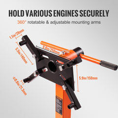 VEVOR Engine Stand, 1300 lbs (3/5 Ton) Rotating Engine Motor Stand with 360 Degree Adjustable Head, Cast Iron Motor
