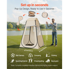 VEVOR Pop up Sports Tent, 47x47 in Clear Bubble Tent for 1 Person, Waterproof Outdoor Pod with Floor Mat & Top Cover