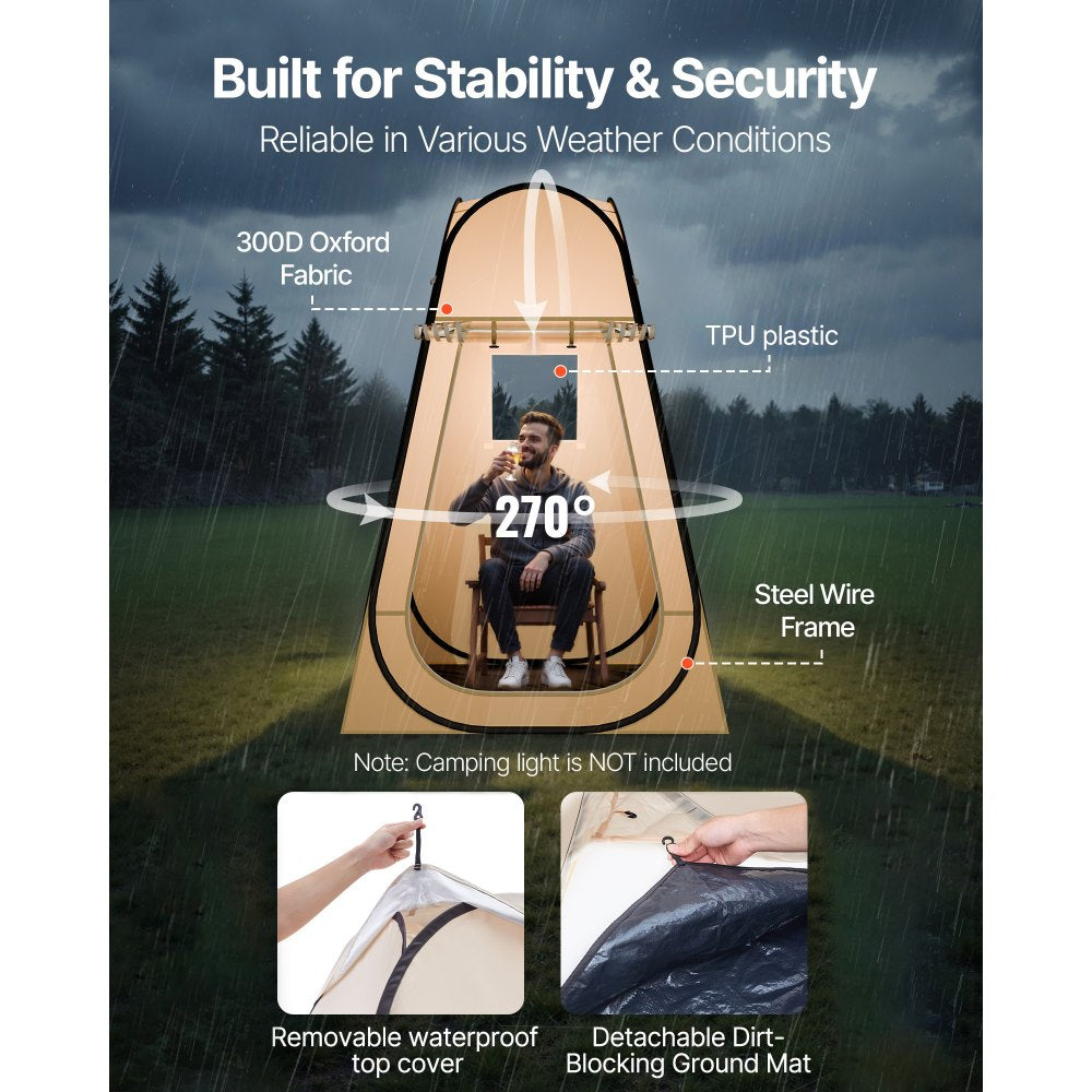 VEVOR Pop up Sports Tent, 47x47 in Clear Bubble Tent for 1 Person, Waterproof Outdoor Pod with Floor Mat & Top Cover