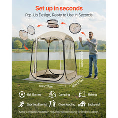VEVOR Pop up Sports Tent, 50x50 in Clear Bubble Tent for 1 Person, Waterproof Outdoor Pod with Floor Mat & Top Cover