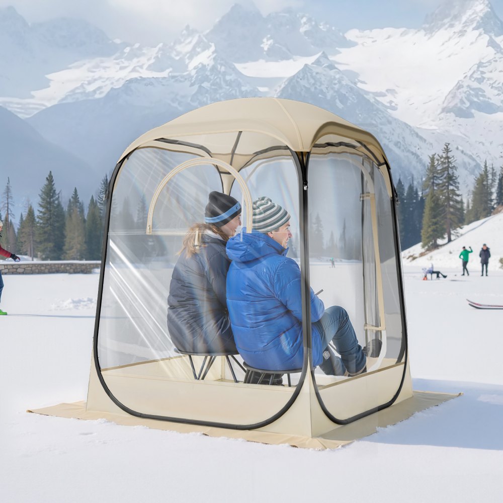 VEVOR Pop up Sports Tent, 50x50 in Clear Bubble Tent for 1 Person, Waterproof Outdoor Pod with Floor Mat & Top Cover
