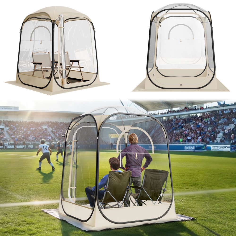 VEVOR Pop up Sports Tent, 50x50 in Clear Bubble Tent for 1 Person, Waterproof Outdoor Pod with Floor Mat & Top Cover