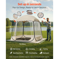 VEVOR Pop up Sports Tent, 72x72 in Clear Bubble Tent for 2-4 Persons, Waterproof Outdoor Pod with Floor Mat & Top