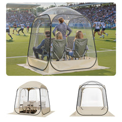 VEVOR Pop up Sports Tent, 72x72 in Clear Bubble Tent for 2-4 Persons, Waterproof Outdoor Pod with Floor Mat & Top