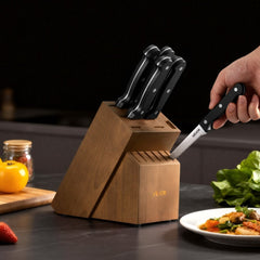 VEVOR Kitchen Knife Set with Block and Sharpener, 15 Piece German High Carbon Stainless Steel Knife Set, Kitchen