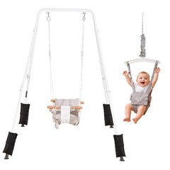 VEVOR Toddler Swing and Jumper, 2 in 1 Swing Set and Bouncer, Soft Cushion with Foldable A-Frame Metal Stand