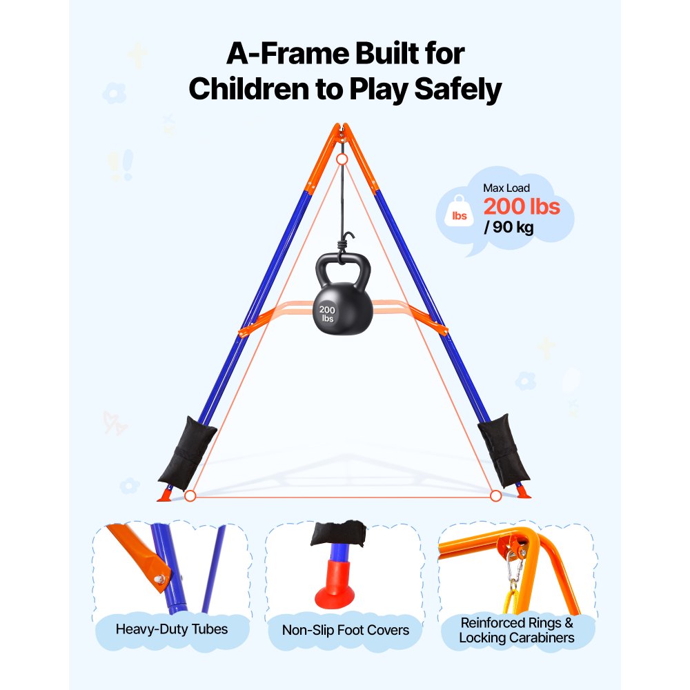 VEVOR Toddler Swing and Jumper, 2 in 1 Swing Set and Bouncer, Thick Plastic Seat with Foldable A-Frame Metal Stand