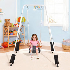 VEVOR Toddler Swing and Jumper, 2 in 1 Swing Set and Bouncer, Soft Cushion with Foldable A-Frame Metal Stand