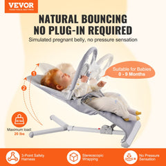 VEVOR Baby Bouncer, Folding Bouncer Seat for Babies 0-9 Months, Newborn Bouncer Chair with 2 Reclining Angles &