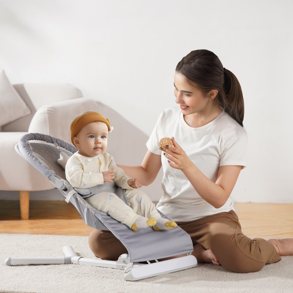 VEVOR Baby Bouncer, Folding Bouncer Seat for Babies 0-9 Months, Newborn Bouncer Chair with 2 Reclining Angles &