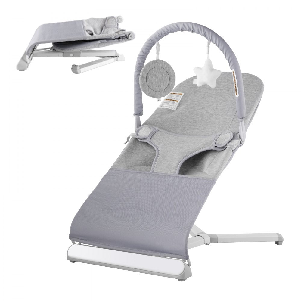 VEVOR Baby Bouncer, Folding Bouncer Seat for Babies 0-9 Months, Newborn Bouncer Chair with 2 Reclining Angles &