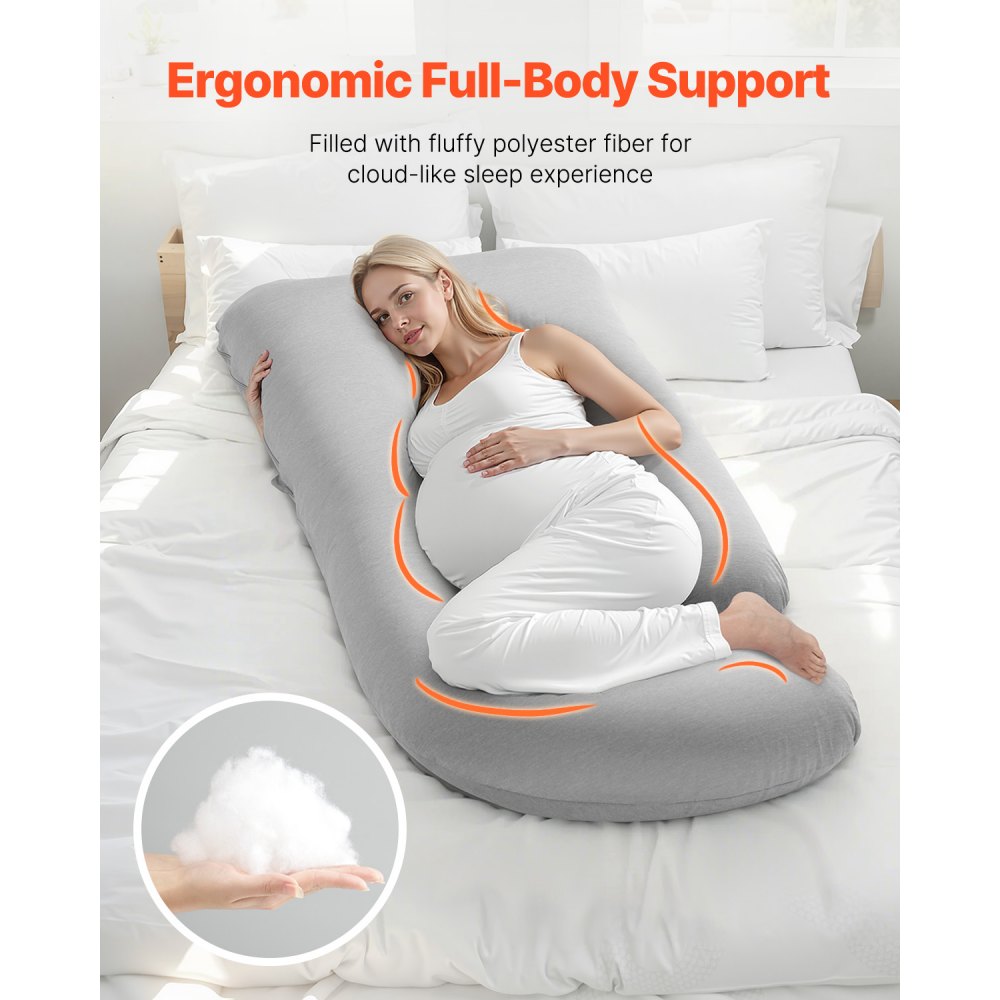 VEVOR Pregnancy Pillow, G-Shaped Maternity Pillow for Sleeping, Full-Body Support Pillow with Removable & Washable