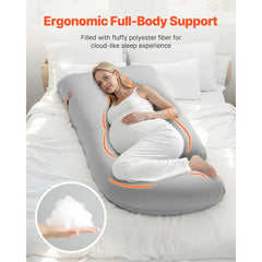 VEVOR Pregnancy Pillow, G-Shaped Maternity Pillow for Sleeping, Full-Body Support Pillow with Removable & Washable