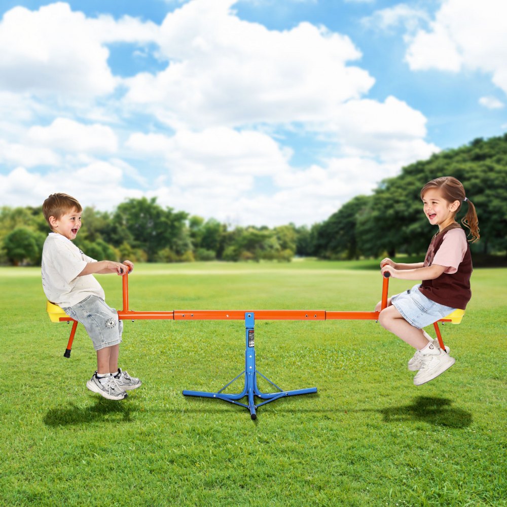 VEVOR Kids Seesaw, 100 lbs Load Capacity per Seat, Sit and Spin Teeter Totter with 3-prong Support Legs, Kids Outdoor