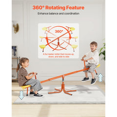 VEVOR Kids Seesaw, 100 lbs Load Capacity per Seat, Sit and Spin Teeter Totter with 4-prong Support Legs, Kids Outdoor