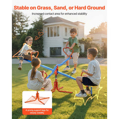 VEVOR Kids Seesaw, 110 lbs Load Capacity per Seat, Sit and Spin Teeter Totter with 4-prong Support Legs, Kids Outdoor