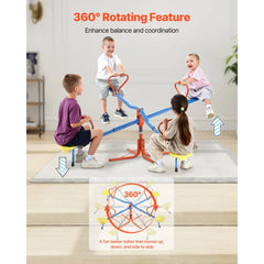 VEVOR Kids Seesaw, 110 lbs Load Capacity per Seat, Sit and Spin Teeter Totter with 4-prong Support Legs, Kids Outdoor