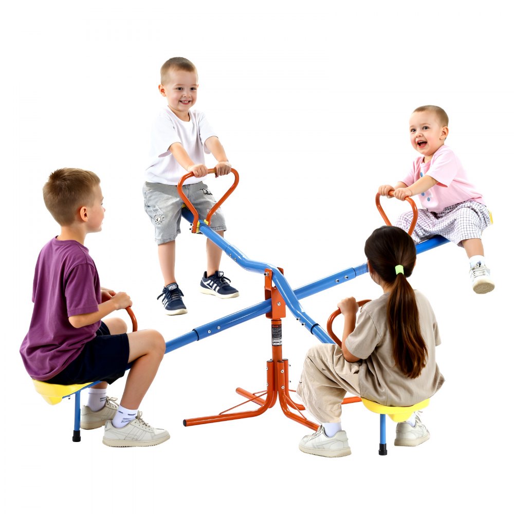 VEVOR Kids Seesaw, 110 lbs Load Capacity per Seat, Sit and Spin Teeter Totter with 4-prong Support Legs, Kids Outdoor