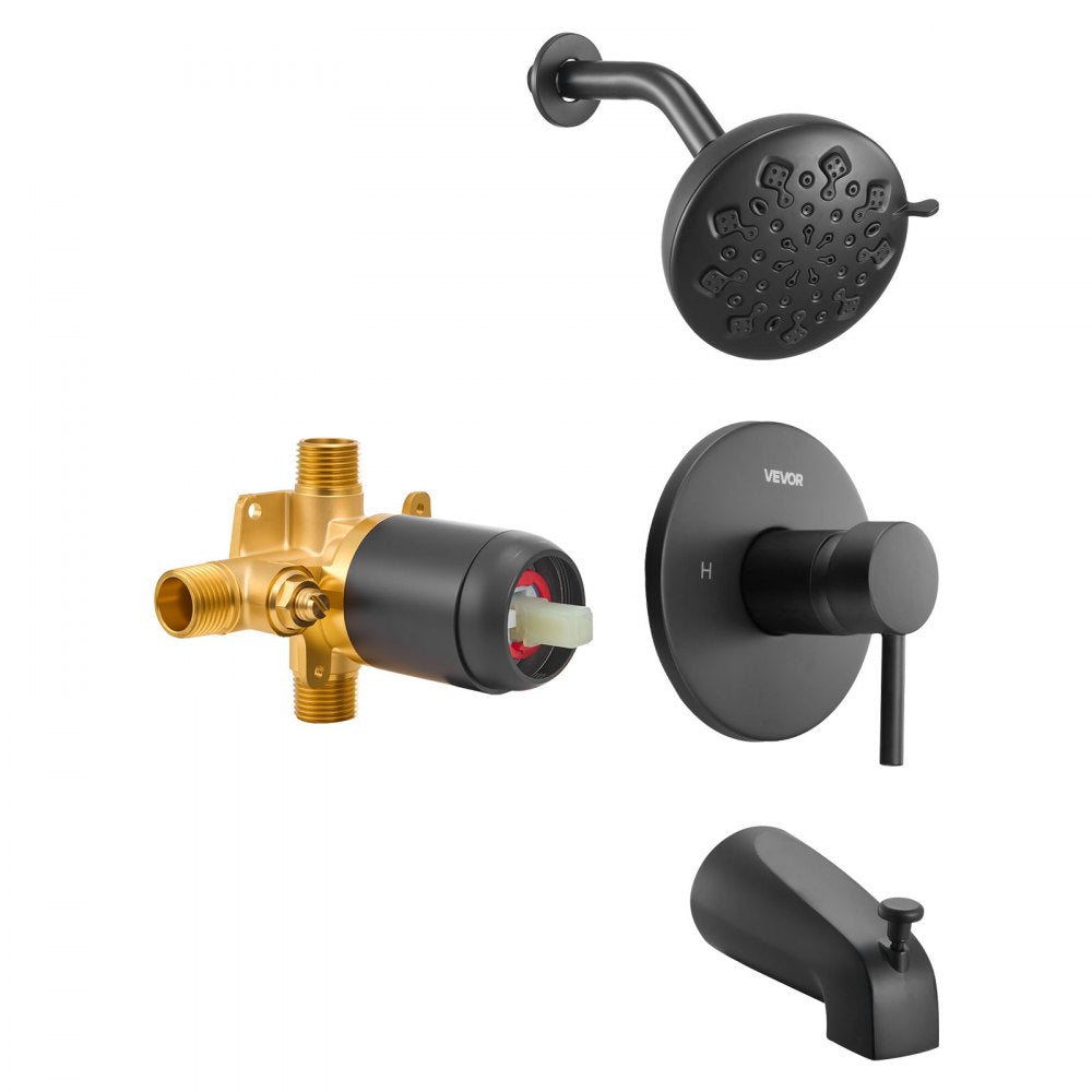 VEVOR Tub and Shower Faucet Set, Complete with 4.7-Inch Rainfall Shower Head and Bathtub Spout, 9-Setting Adjustable