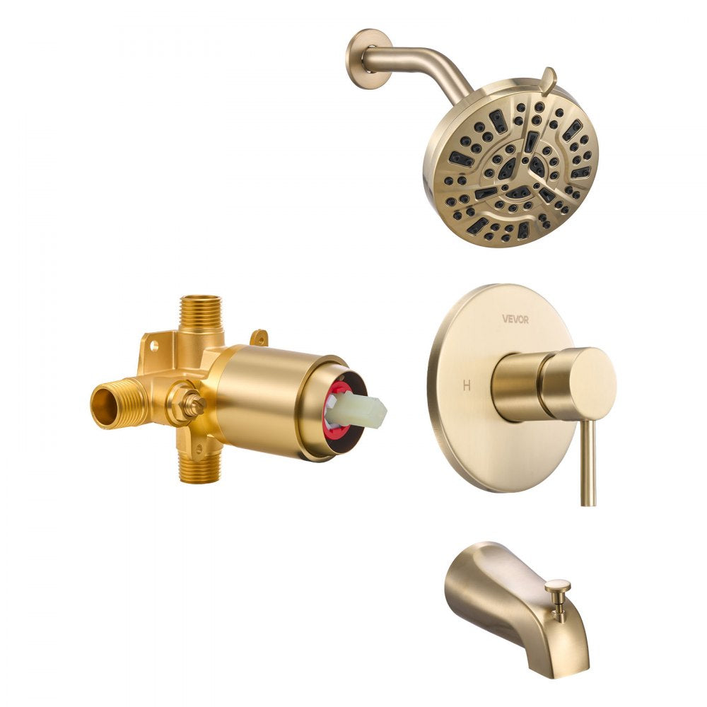VEVOR Tub and Shower Faucet Set, Complete with 5-Inch Rainfall Shower Head and Bathtub Spout, 8-Setting Adjustable