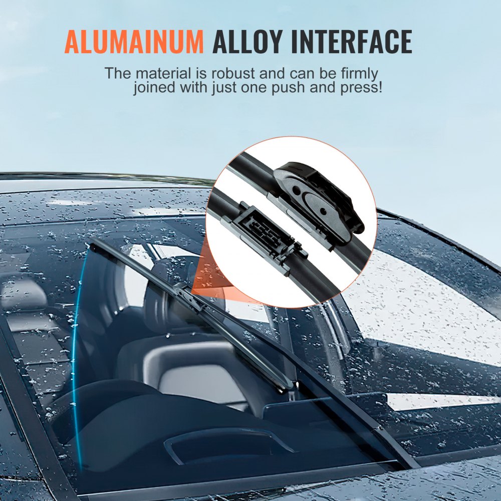 VEVOR 24" Rubber Wiper Blades, 61 cm Universal Replacement Wind Shield Wiper, Low Noise & Better Fit, with 4 Different