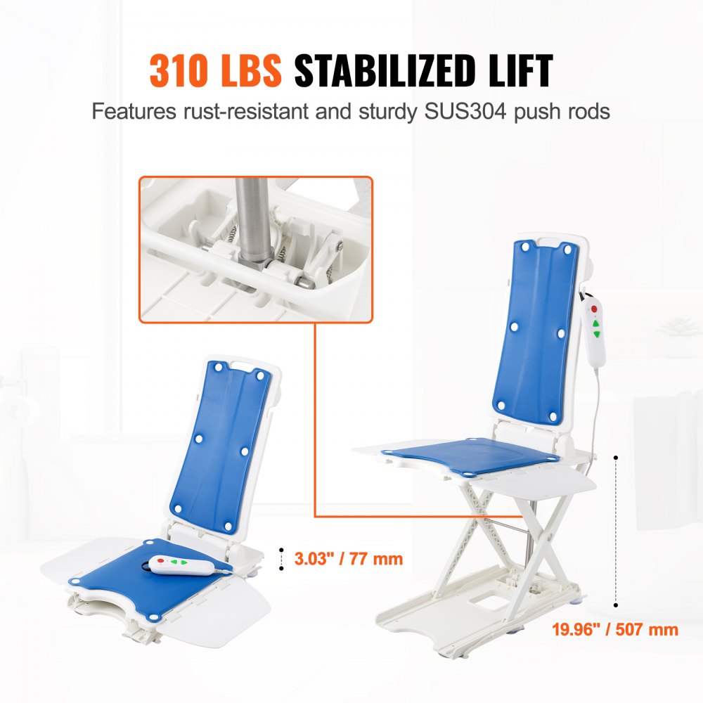 VEVOR Electric Chair Lift, Devices to Lift Elderly off Floor for Elderly, 3.03-19.96 inch Height Adjustable, Support Up