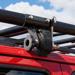 VEVOR Ladder Rack Ratchet Straps, 1.87-2 in Black Round Tube Mount, 1.5 in Wide x 7.4 ft Long Black Ladder Rack Straps