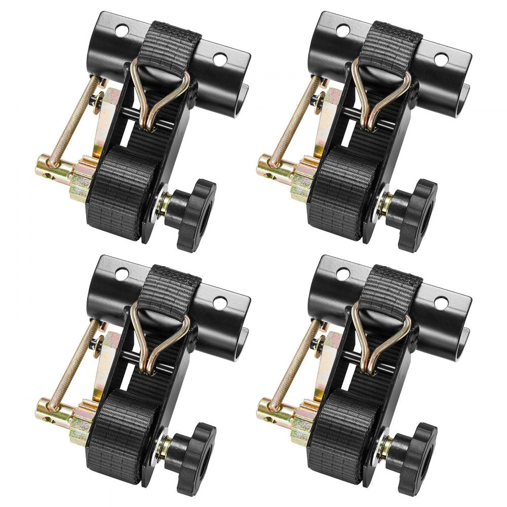 VEVOR Ladder Rack Ratchet Straps, 1.87-2 in Black Round Tube Mount, 1.5 in Wide x 7.4 ft Long Black Ladder Rack Straps