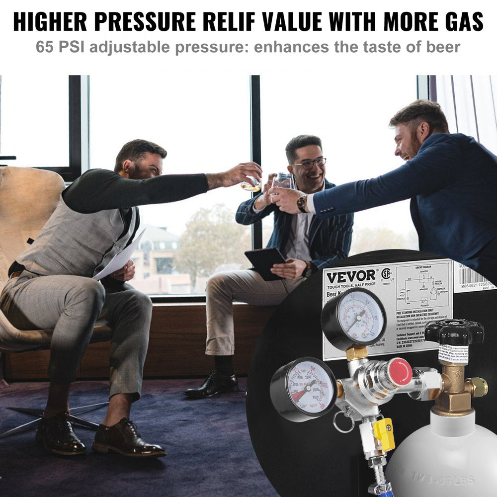 VEVOR Double Gauge Regulator, CO2 Regulator Gauge with 0-60PSI, Heavy Duty CO2 Gauge Gas System, Draft Beer Regulator