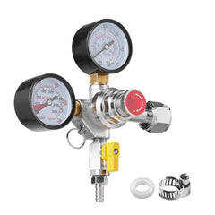 VEVOR Double Gauge Regulator, CO2 Regulator Gauge with 0-60PSI, Heavy Duty CO2 Gauge Gas System, Draft Beer Regulator