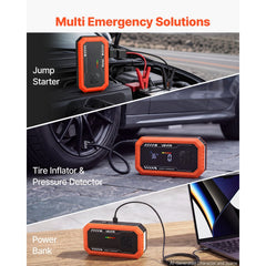 VEVOR Jump Starter with Air Compressor 3000A Peak Car Battery Jump Box, Portable for 9.0L Gas / 6.5L Diesel, 150 PSI