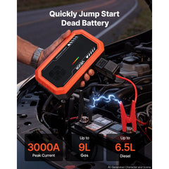 VEVOR Jump Starter with Air Compressor 3000A Peak Car Battery Jump Box, Portable for 9.0L Gas / 6.5L Diesel, 150 PSI