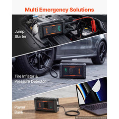 VEVOR Jump Starter with Air Compressor 1600A Peak Car Battery Jump Box, Portable for 6.0L Gas / 3.0L Diesel, 150 PSI