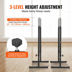 VEVOR Dip Bars, 440 lbs Capacity, Heave Duty Dip Stand Station with Adjustable Height, Fitness Workout Dip Bar Station