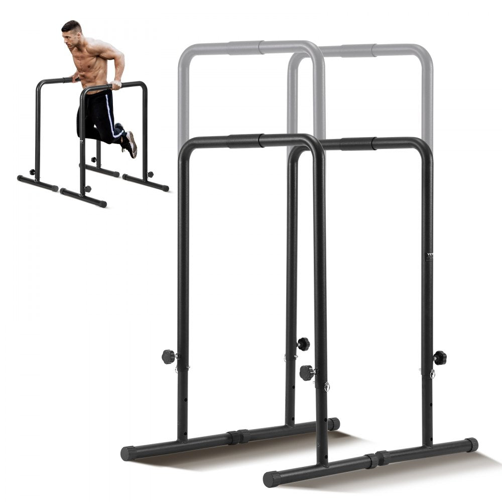 VEVOR Dip Bars, 440 lbs Capacity, Heave Duty Dip Stand Station with Adjustable Height, Fitness Workout Dip Bar Station