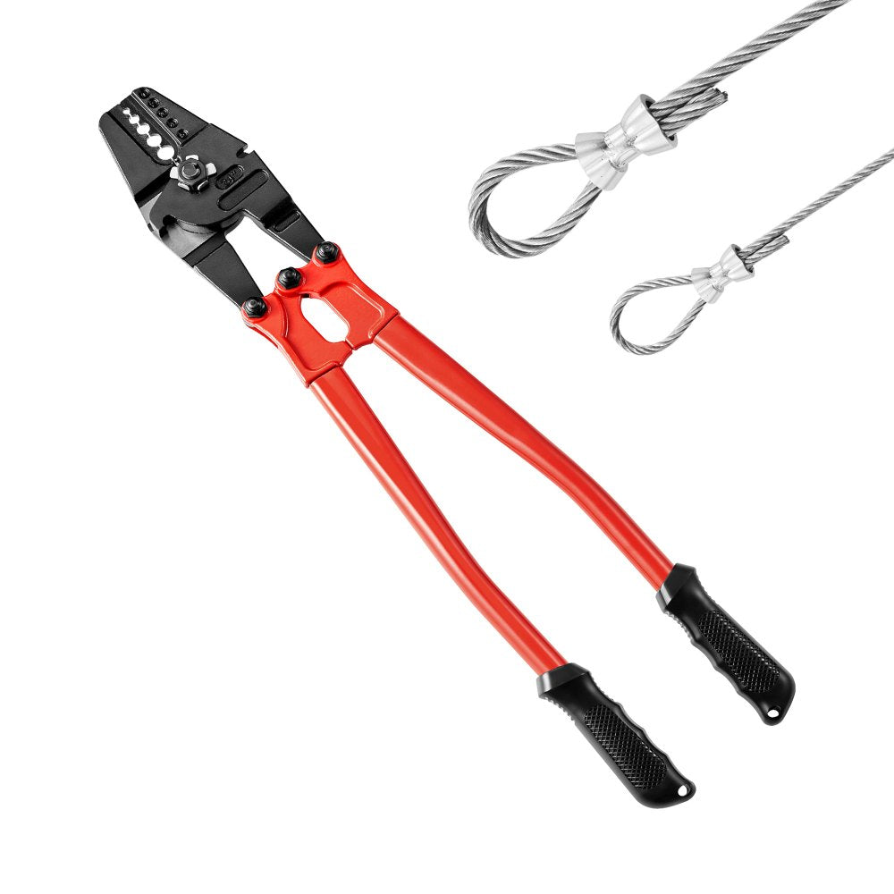 VEVOR 24" Hand Swager Cable Wire Rope Cutter Swage 1/16" 3/32" 1/8" 5/32" 3/16" Aluminum Sleeves Copper - 24inch
